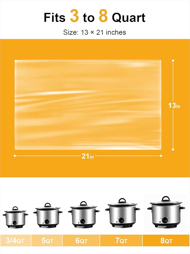 SMARTAKE Slow Cooker Liners, Large Size 13"x 21" Disposable Cooking Bags