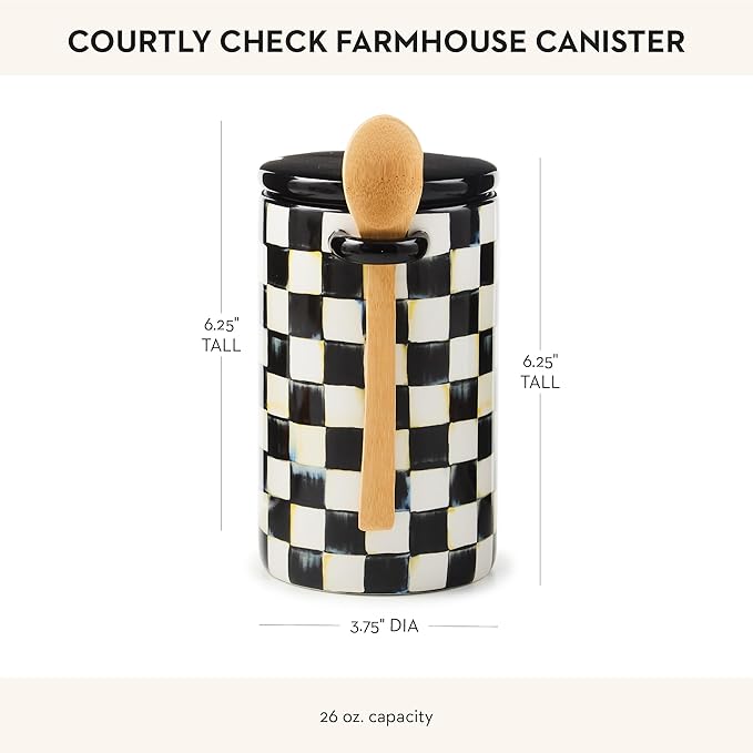 MACKENZIE-CHILDS Farmhouse Canister, Black-and-White Courtly Check