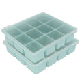 PETINUBE Baby Food Storage Silicone Cubes with Clip-On Lid Freezer Tray Baby Food Soups Purees Ice Safe Design Made in Korea(12cubes 1.5oz, Ocean Blue Set of 2)