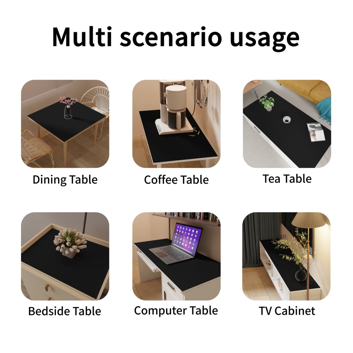 Zinkooat Faux Leather Table Cover,1.8mm Thick,12x84 Inch Desk Cover,Dresser Cover Top,Dresser Protector Top,Dresser Cover,End Table Cover.(Black+Gray,12x84)