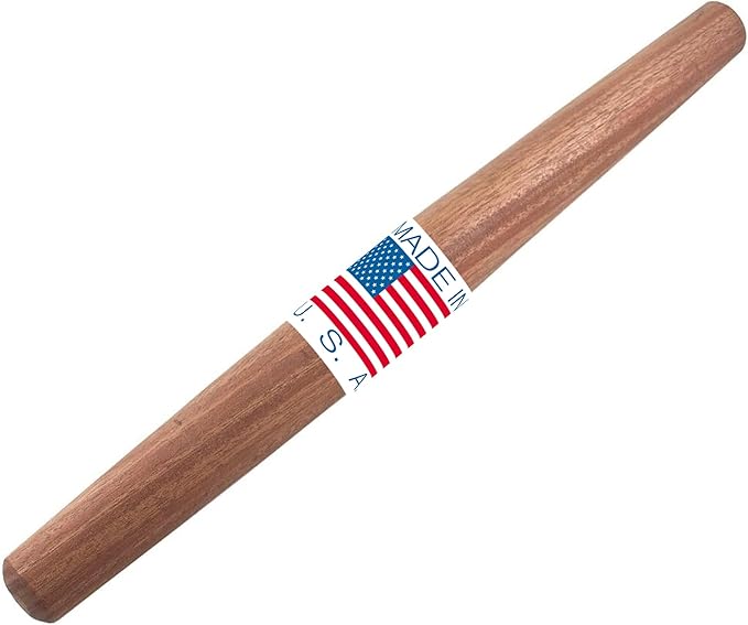 Mahogany French Rolling Pin | Non-Stick Kitchen Tool | Tapered Solid Wood Design for Precise Baking | Ideal for Professional & Home Bakers