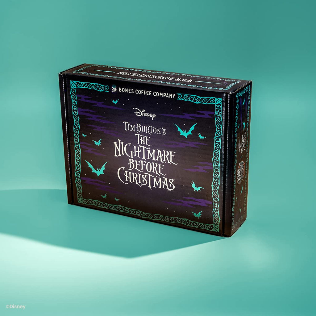 Bones Coffee Company The Nightmare Before Christmas Collector's Box 5 Flavored Coffee Low Acid Medium Roast Arabica Beans Specialty Coffee Gifts For Auto Drip and French Press, 4 oz Pack of 5 Ground
