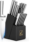 imarku Knife Set - 15PCS Kitchen Knife Set Japanese High Carbon Stainless Steel Knives Set for Kitchen, Dishwasher Safe Ultra Sharp Professional Chef Well Balance Utility Knives, Black