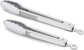 2 Pack Silicone Kitchen Tongs – 9" & 12" Set, Heat Resistant up to 500°F, Non‑Stick Cookware Safe, Wavy Silicone Tips, BPA Free, Locking Clip & Hanging Loop, Light Grey