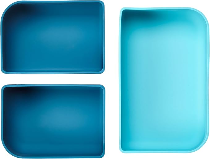 LunchBots Build a Bento 32 oz Platinum Silicone Divided Lunch Box Blue