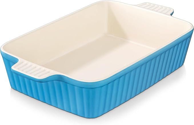 MALACASA 4.4 QT Ceramic Casserole Dishes for Oven, 9x13 Baking Dishes, Blue