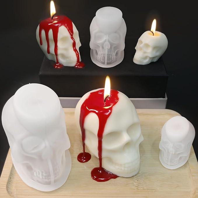 ZQYSING Resin Skull Molds, Set of 7 Sizes Halloween Skull Casting Molds