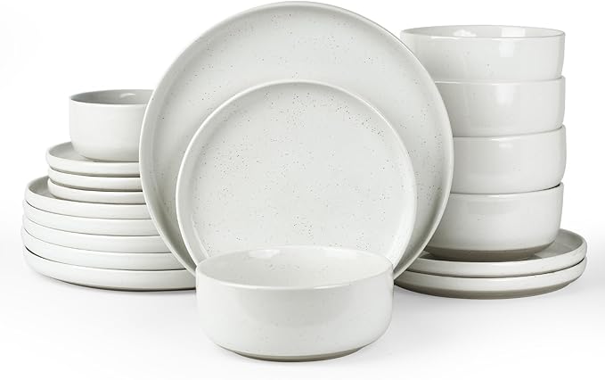 Famiware Milkyway 18-Piece Stoneware Dinnerware Set, White