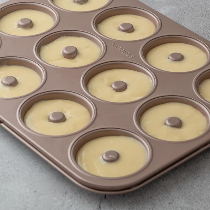 HAPPIELS 12 Well Donut Pan Nonstick, PFOA & BPA Free