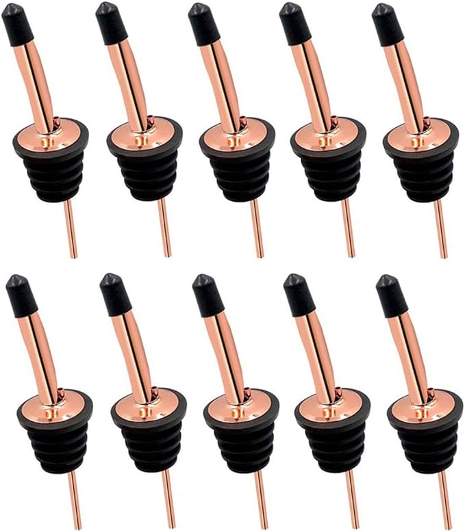 24 Pack Liquor Pour Spouts Set - Stainless Steel bottle spout and Liquor Pourers Dust Caps Covers Rose Gold