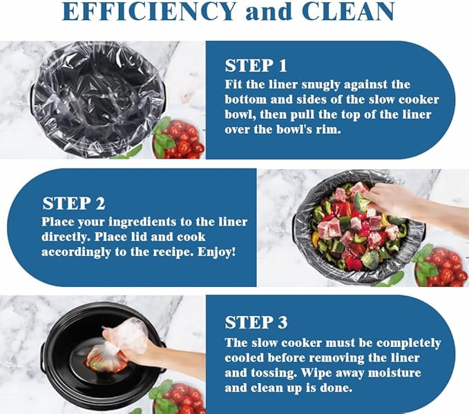 WOKUWOKU Slow Cooker Liners, 13“ x 21” 20 Cooking Bags, Large Disposable Pot Liners, Fits 3QT to 8QT Slow Cooker Cooking Plates, Multi-Purpose Durable Liner Plastic Bags, BPA Free (1 Pack)