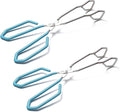Hiash Stainless Steel Scissor Tongs, Heavy Duty, Kitchen Tongs for Food Cooking Barbecue BBQ Grilling and Serving (2pcs Blue)