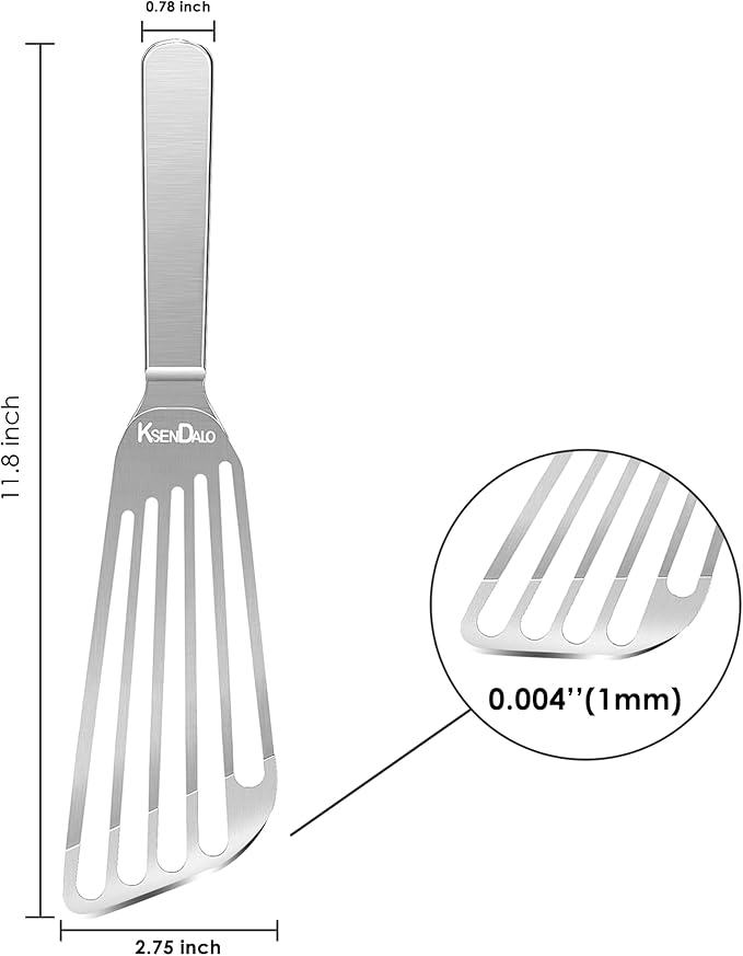 KSENDALO 2 Pack Flexible Fish Spatula Stainless Steel for Kitchen