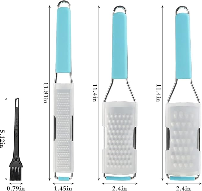 Cambom Cheese Grater Citrus Zester Lemon Zester Pack of 3-304 Stainless Steel - A Sharp Tool for Parmesan Cheese, Ginger, Garlic, Nutmeg, Chocolate, Vegetables，Fruits，Dishwasher Safe Blue