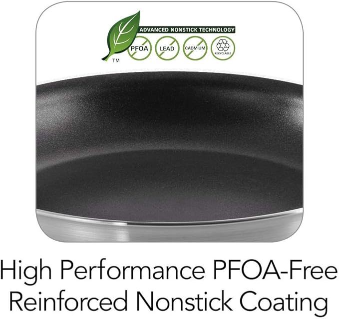 Tramontina Professional 10-Inch Non Stick Frying Pan, Heavy-Gauge Aluminum Skillet with Reinforced Nonstick Coating, Red Handle, Dishwasher and Oven Safe