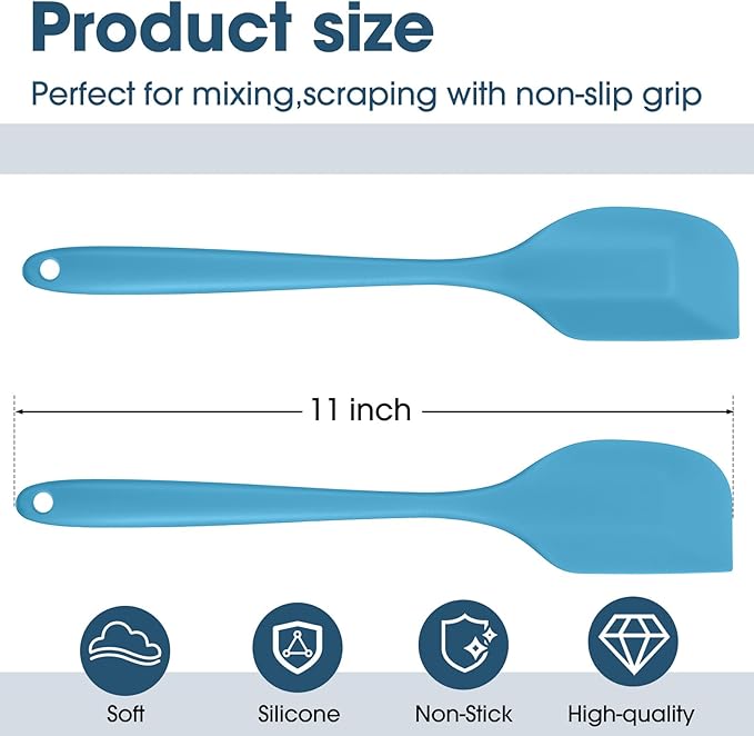 Irenare 30 Pcs Silicone Spatulas 11 Inch Large Rubber Spatulas Heat Resistant Non Stick Flexible Scrapers Seamless One Piece Design Cooking Baking Mixing Tool Cookware Dishwasher Safe, 6 Colors