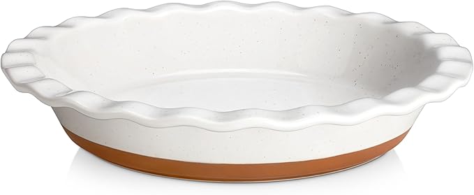 MALACASA Ceramic Pie Pan for Baking - 9 inch Pie Plate, Quiche Baking Dish
