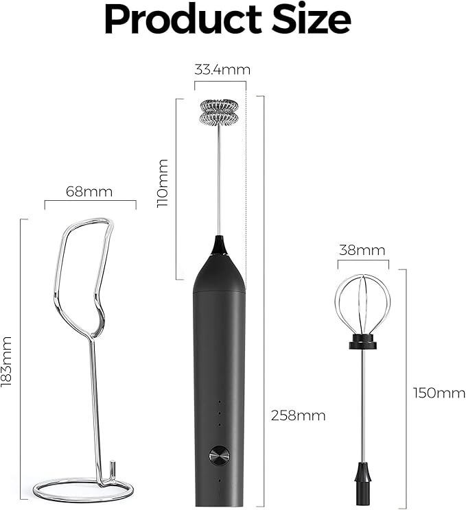 YARRAMATE Rechargeable Milk Frother, Electric Mixer with Stand
