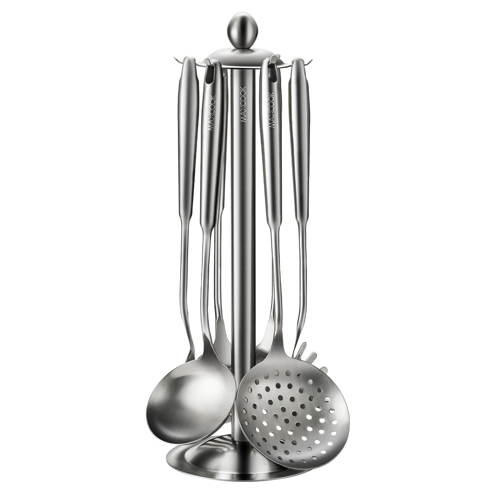MAXCOOK 18/8 Stainless Steel Cooking Utensils set, 7 Pcs, Dishwasher Safe