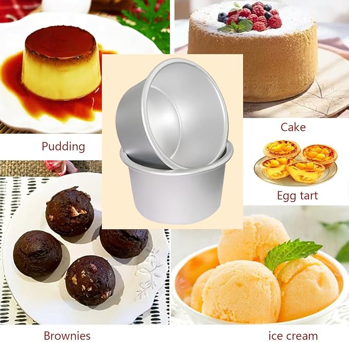 FRIGIIRE Pudding Cups Molds Individual Popover Pan Cupcake Muffin Baking Maker Aluminium 8 Pieces(3.74 x 2 x 2.87 Inch)