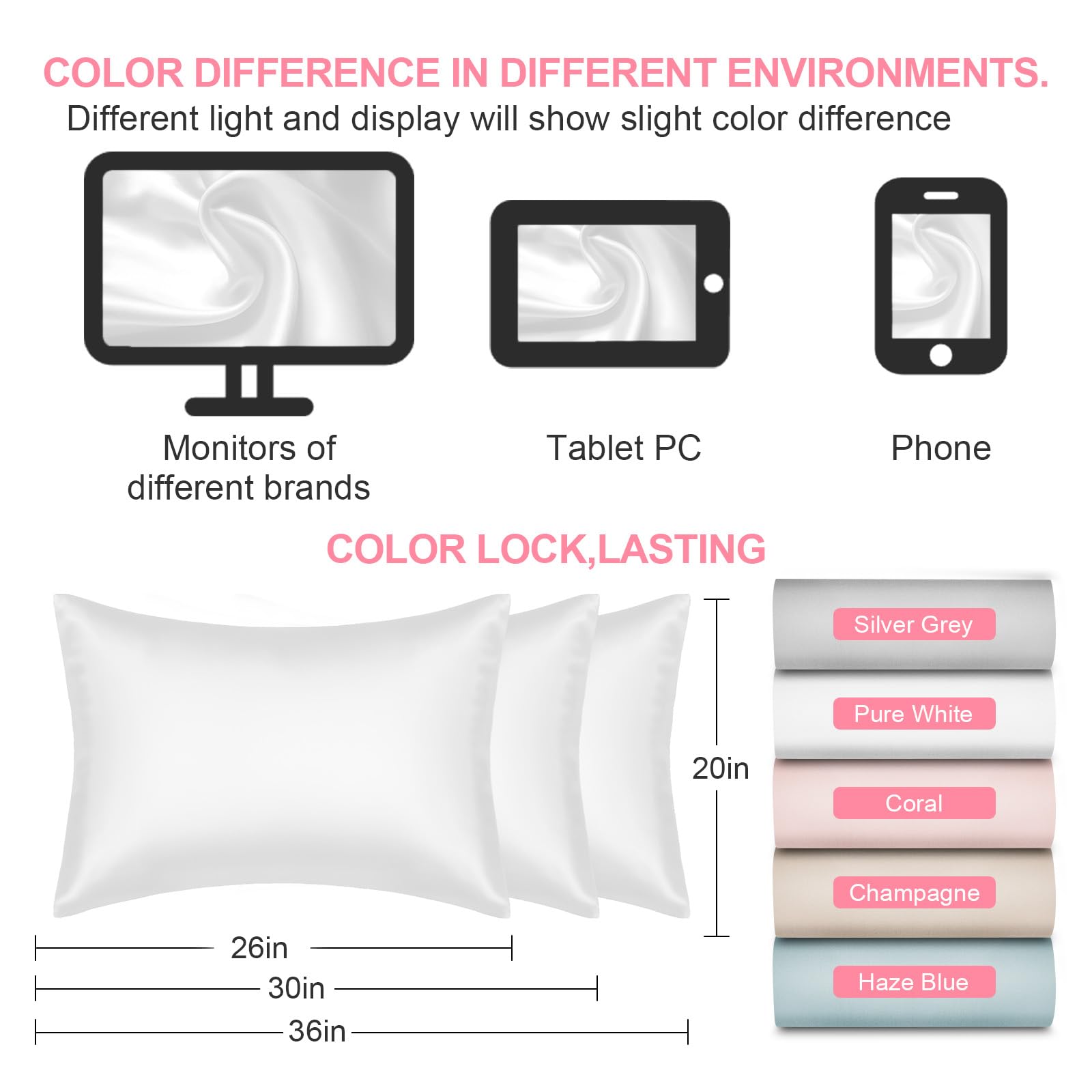 Silk Pillow Cases Queen Size with Hidden Zipper, Mulberry Silk Pillowcase for Hair and Skin, Smooth and Soft Breathable Cooling Silk Satin Pillow Covers for Sleeping, Gifts for Women, Pure White
