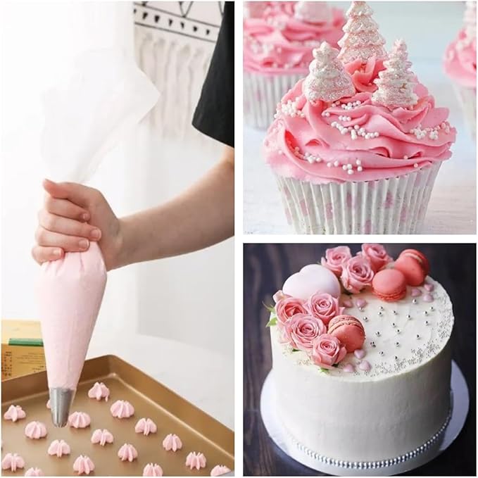 AMBESTAR Disposable Piping Bags 18 inch, 200 Pcs Disposable Piping Bags, Disposable Large Pastry Bags for Cupcake, Cake Disposable Decorating Bags for Frosting