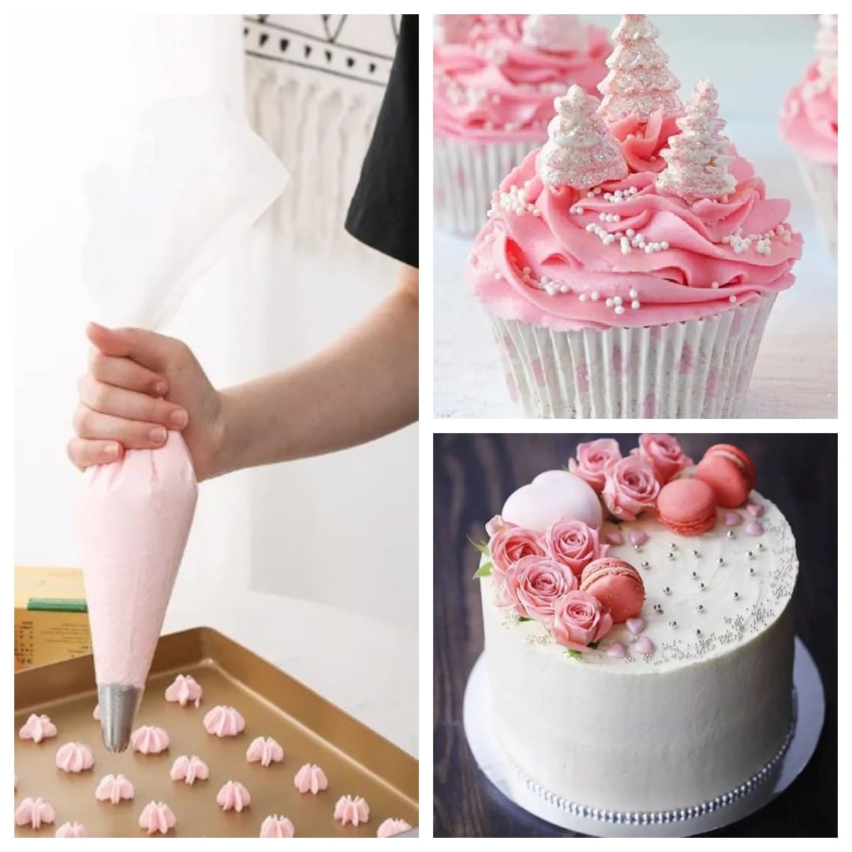 AMBESTAR Disposable Piping Bags 18 inch, 200 Pcs Disposable Piping Bags, Disposable Large Pastry Bags for Cupcake, Cake Disposable Decorating Bags for Frosting