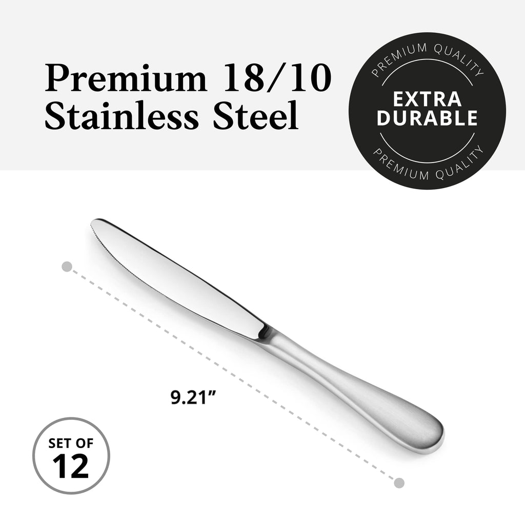Artaste Rain 18/10 Stainless Steel Dinner Knife, 9.15-Inch, Set of 12