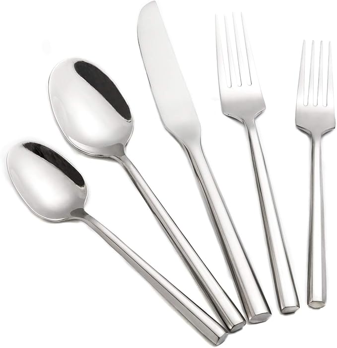 Kelenfer Silverware Set with Hexagon Handle 40 Piece Service for 8