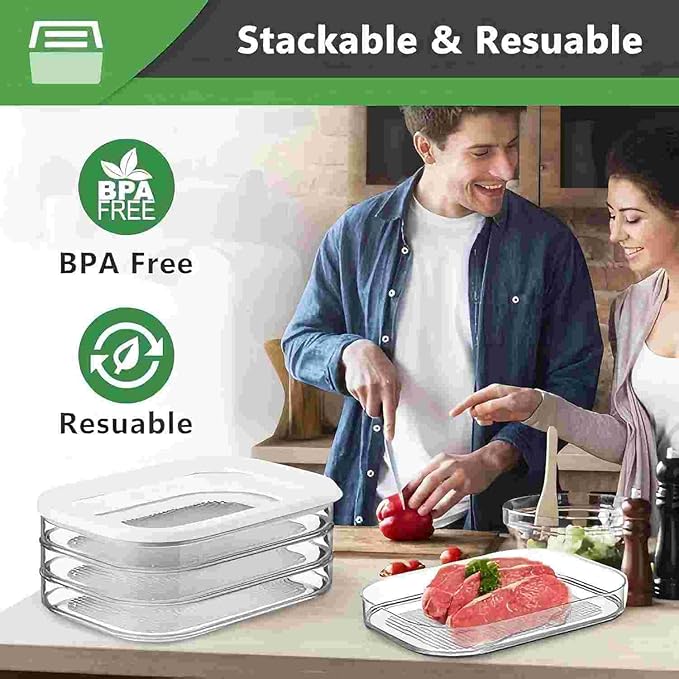 NEEJUM Deli Meat Container for Fridge, Stackable Lunch Meat Container for Refrigerator, Transparent Deli Meats Containers with Lid for Cold Cuts,Salami, Meal Prep Containers, BPA Free, 3pcs