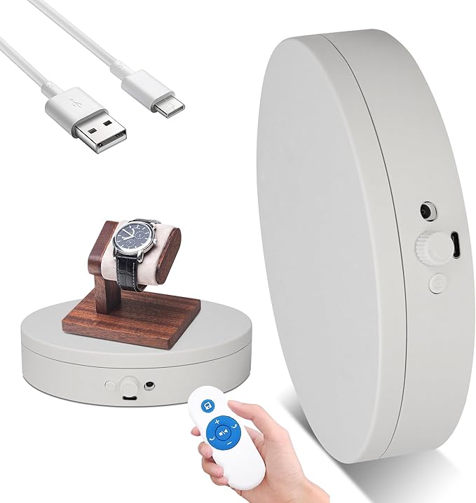 ComXim Knob Speed Adjustment Remote Control Motorized Rotating Display Stand 3d scanner Electric Turntable rotating platform for Photography Products Shows,Jewelry,Watch,3D Models,Cake Support AAA