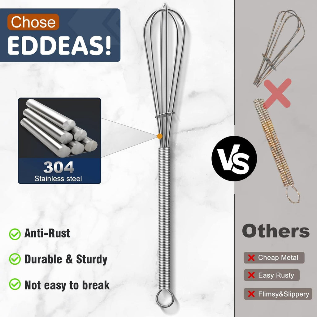 Eddeas Small Whisk Stainless Steel, Mini wire whisk 3 Pieces, 5in, 6in & 7in Tiny Whisks Perfect for Whisking, Beating, Mixing Sauces & Blending Ingredients.