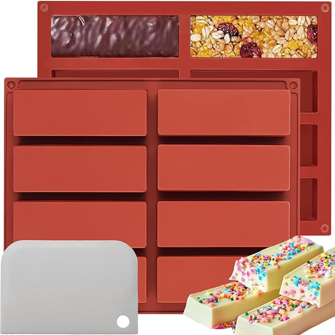 Gobrevv Chocolate Silicone Molds For Baking，Granola Cereal Candy Bar Mold