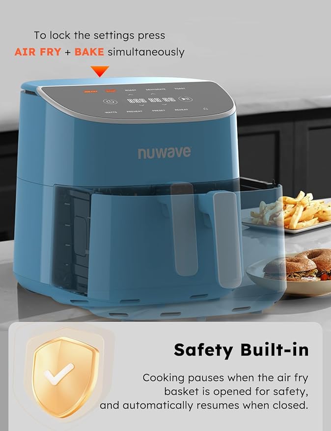 Nuwave Brio Plus 8 Qt Air Fryer, PFAS Free, New & Improved, 50-400°F in 5°F