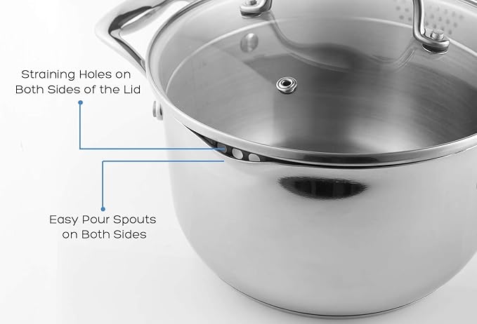 Rorence 3.7 Quart Stainless Steel Induction Sauce Pan with Lid