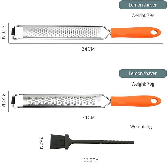 Lemon Zester & Cheese Grater Set of 2,Kitchen Zester Tool for Cheese,Lemon,Nutmeg, Chocolate, Fruits, Vegetables With Protective Cover (Orange)