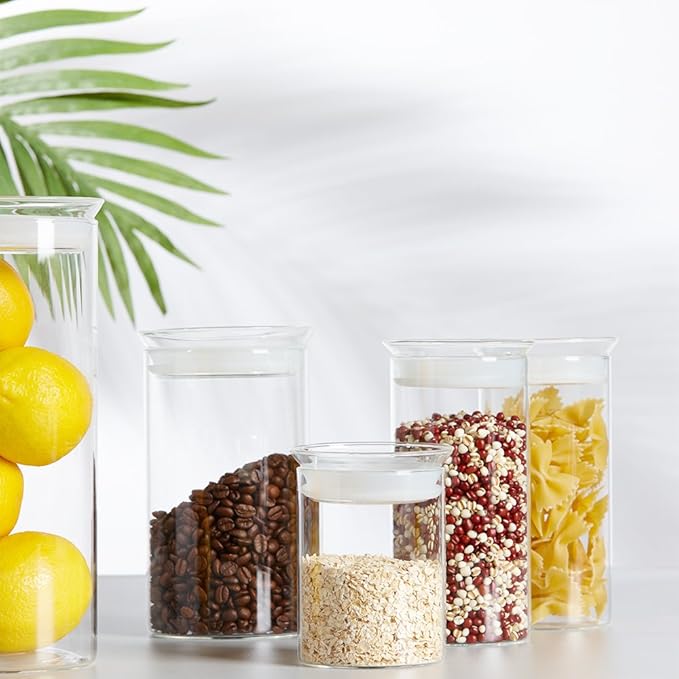 ZENS 15oz Glass Jars with Airtight Lid, Set of 2 Small Glass Storage Jars