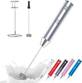 Zulay Kitchen Rechargeable Milk Frother Handheld - Frother Wand, Drink Mixer, Electric Whisk Frother, for Cappuccinos, Matcha & Protein Powder - Lux 4 Whisk 2 Speed Waterproof 2000mAh Silver