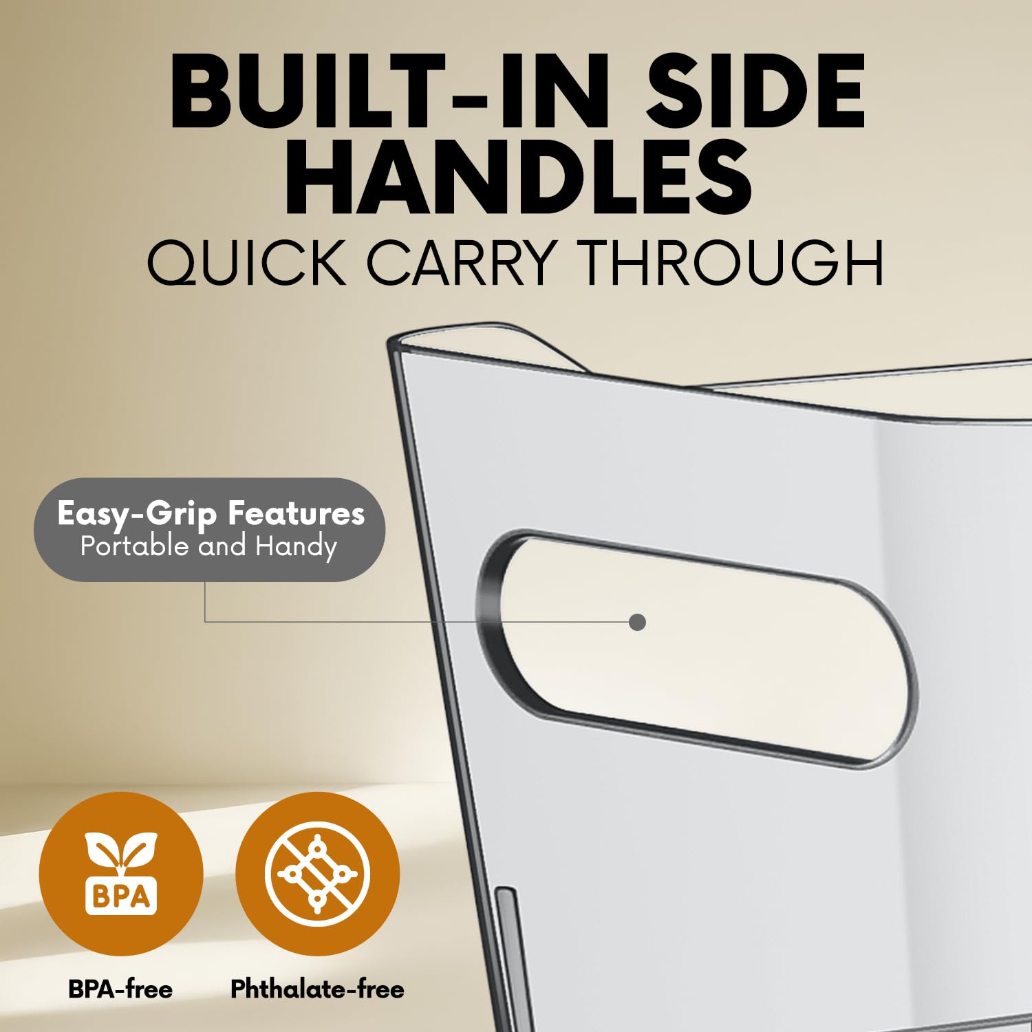 CONTROL KITCHEN Small Clear Plastic Storage Bins, Perfect for Organization or Pantry and, Fridge Organizer, Cabinet Organizers