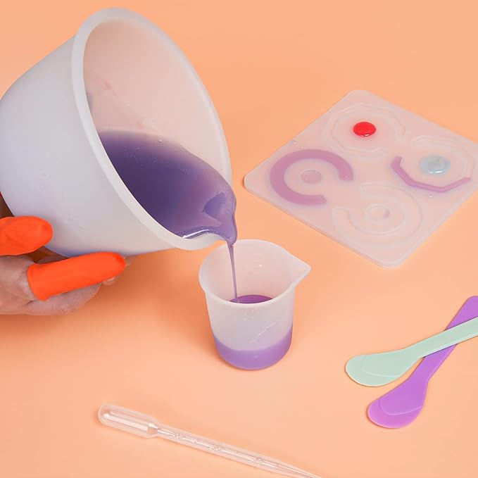 YITIAOXIAOYU Silicone Resin Measuring Cups, 600ml with Stir Sticks