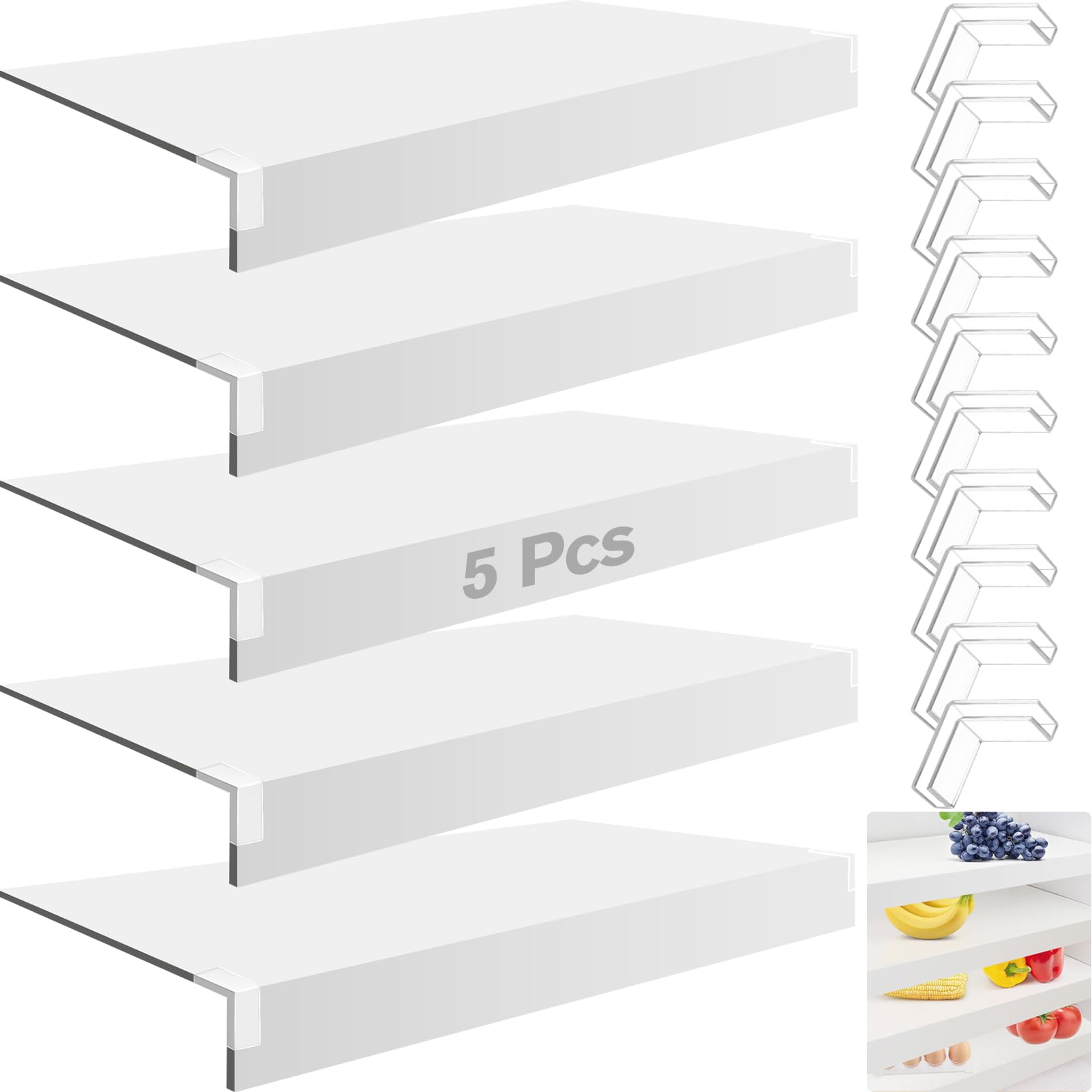 5 Pcs Wire Shelf Cover, 32X12X3 Inch Carbon Fiber Material Shelf Covers for Pantry Shelves(Not Wood), Waterproof Removable Closet Shelving Liner for Home Kitchen,Office Organization - White
