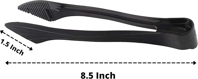 PARTY BARGAINS 8.5″ Black Plastic Serving Tongs 6-Pack – Heavy-Duty Disposable & Reusable Kitchen Tongs for Parties BBQ Buffet Salad Appetizers Catering