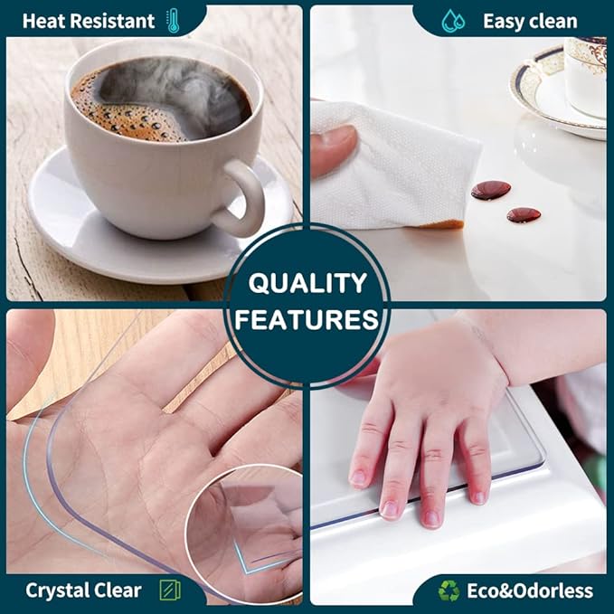 18x96 inch Clear Table Protector Long Trainning Table Protection Cover Mat Rectanglar Plastic Table Cloths Clear Carpet Protector Kitchen Countertop Screen Protective Easy Clean Wipeable PVC Vinyl