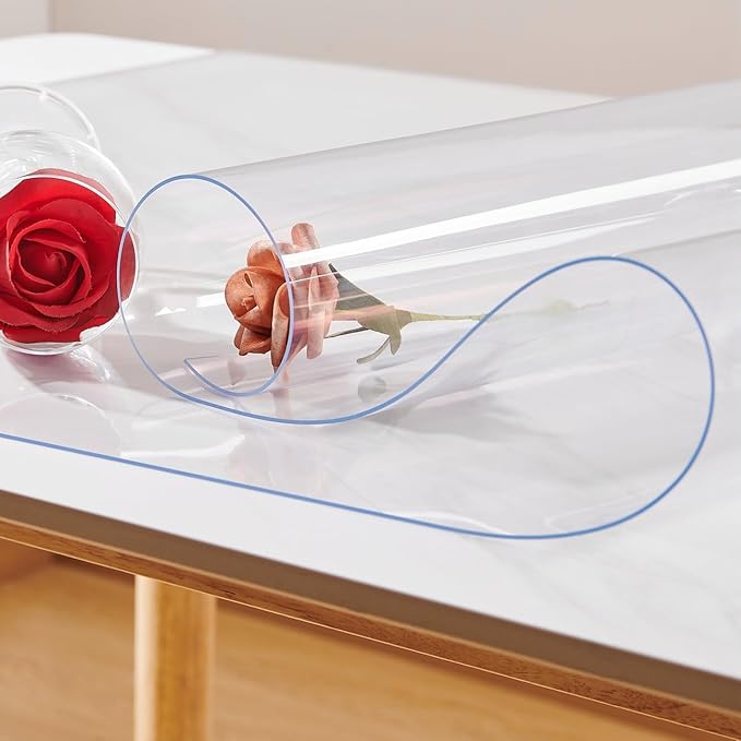 NECAUX Clear PVC Table Cover Protector 23.6 x 39.4 Inch 1.5mm Thick