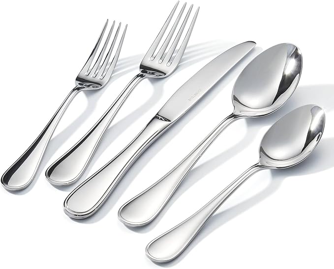 18/10 Stainless Steel Silverware Set for 8, 40 Piece Teardrop Flatware Set