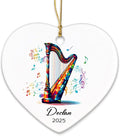 Personalized Harp Lovers Ceramic Ornament Decor, Harpist Christmas Ornaments Tree, Custom Name & Year Harp Musical Xmas Ornament Gifts for Harpist Musician, Instrument Ceramic Ornaments Xmas 2026
