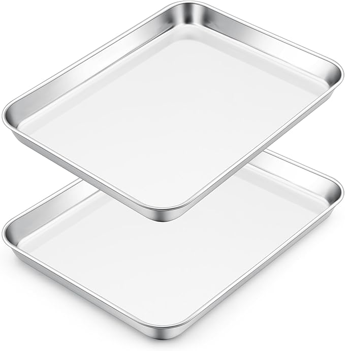 E-far 10.5” x8.3” Baking Sheet Set of 2, Stainless Steel Toaster Oven Tray
