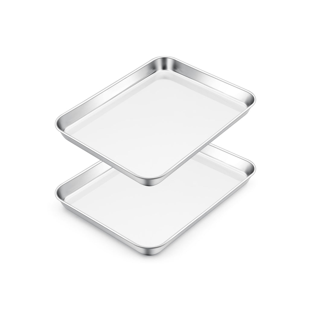 E-far 10.5” x8.3” Baking Sheet Set of 2, Stainless Steel Toaster Oven Tray