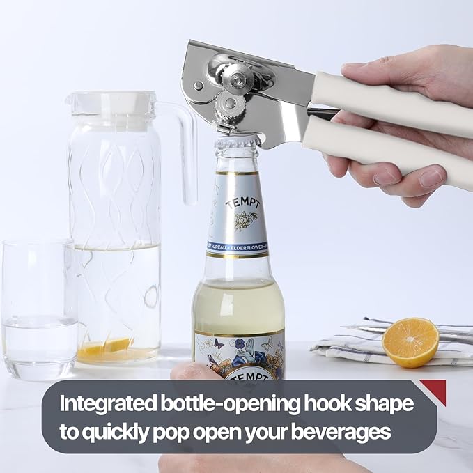 UHIYEE Commercial Can Opener Heavy Duty, Hand Crank for Large Cans, White