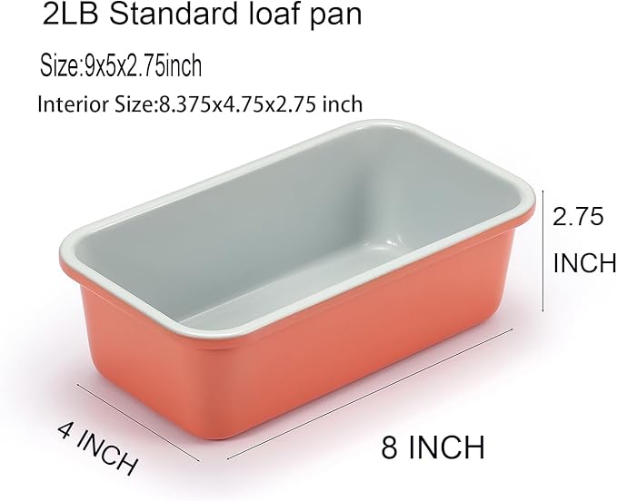 Monfish 1lb Bread Loaf Pan 2pcs, 9x5 carbon steel Non Stick